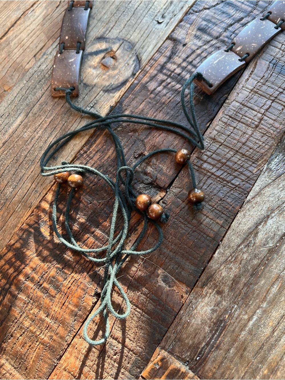 Boho coconut (?) Wooden Bead Adjustable belt - Brown - Picture 2 of 8